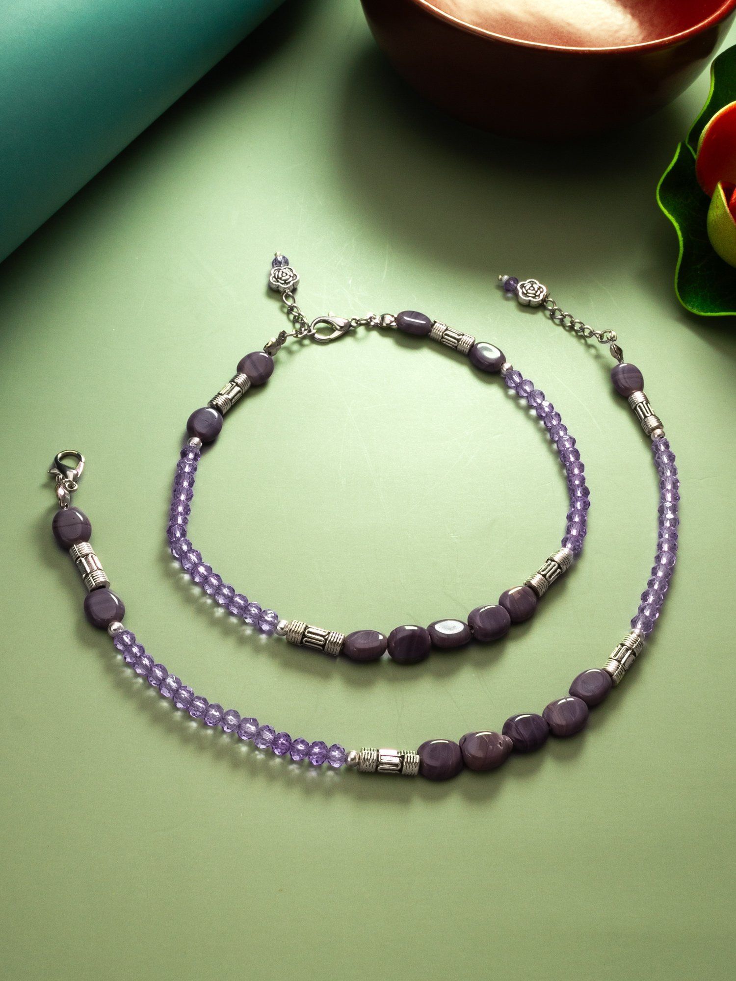 Morison Triple Strand Crystal Anklet Sparkling and Elegant