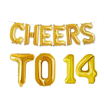 Balloonistics Cheers to Fourteen Foil Balloon Combo Number 14 Foil Balloon for Birthday and Anniversary