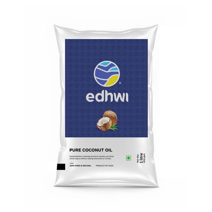 edhwi 100% Pure And Natural Coconut Oil Pouch- 1L