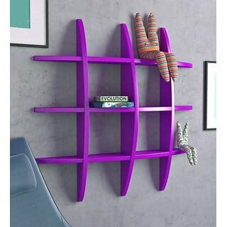 Onlinecraft Wooden Wall Decor Wooden Wall Shelf (Number Of Shelves - 12, Purple)