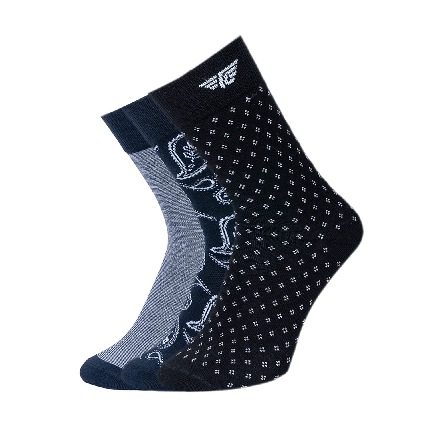 Red Tape Jacquard Full Length Socks for Men | Pack of 3