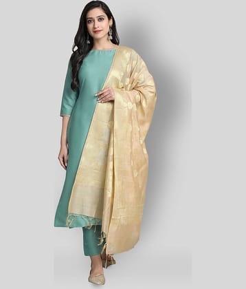Janasya - Green Straight Silk Women's Stitched Salwar Suit ( Pack of 1 )