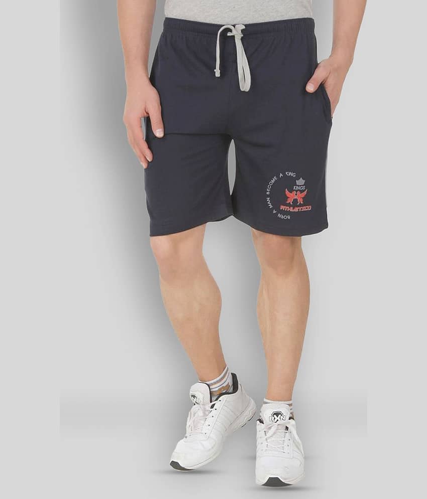 Athletico -  Navy Blue Cotton Blend Men's Shorts ( Pack of 1 )