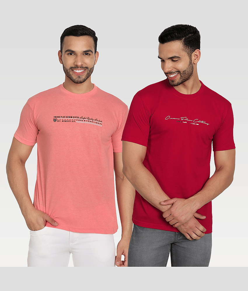 Zeffit Pack of 2 Cotton Blend Regular Fit Men's T-Shirt ( Multicolor )