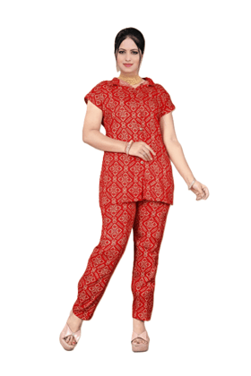 PickCell Delta Fabric Chundai Coord Set for Women | Red PickCell Delta Fabric Chundai Coord Set for Women | Red