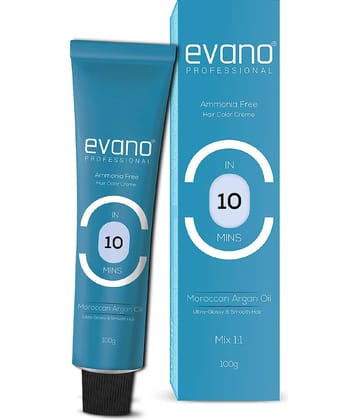 EVANO Professional Creme Hair Colour Black 100g, Ammonia Free Permanent Hair Color, 100% Grey Coverage in 10 Minutes
