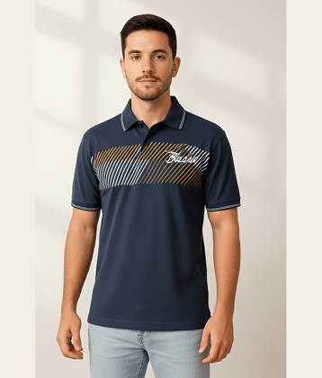 Dollar Men Cotton Regular Fit Printed Polo T Shirt ( Dark Grey )