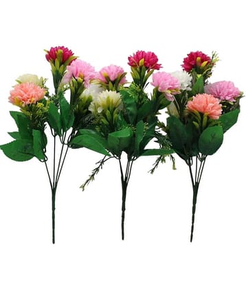 Hidooa - Multicolor Dahlia Artificial Flowers Bunch ( Pack of 3 )