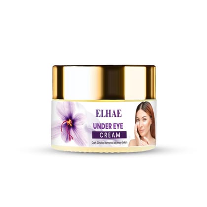 ELAHE Under Eye Cream for Dark Circles - Gel-Based, Organic & Natural with Saffron, Almond, Turmeric, Aloe - Anti-Puffiness, Wrinkle Care & Brightening for Women & Men - 50g