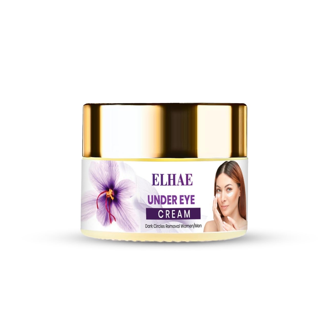 ELAHE Under Eye Cream for Dark Circles - Gel-Based, Organic & Natural with Saffron, Almond, Turmeric, Aloe - Anti-Puffiness, Wrinkle Care & Brightening for Women & Men - 50g