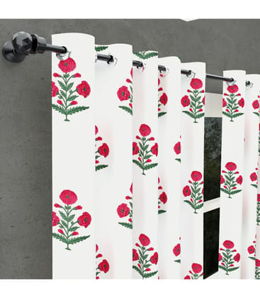Ocean Enclave Floral Harmony Curtains  Hand Block Print in Cotton ( 5 Feet )