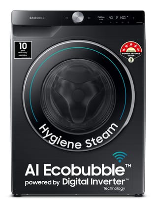 Samsung 11 kg, AI Control, Super Speed, Wi-Fi, Hygiene Steam with Inbuilt Heater, Digital Inverter, Fully-Automatic Front Load Washing Machine (WW11CG604DLBTL, BLACK CAVIAR) Samsung 11 kg, AI Control, Super Speed, Wi-Fi, Hygiene Steam with Inbuilt Heater