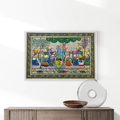 Krishna Rasleela Patta Tussar Painting