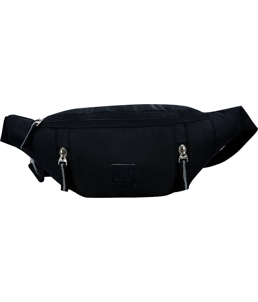 Leather World Polyester Black Waist Pouch