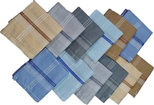 Men's Premium 100% Pure Cotton Handkerchief Light Base with Colored Border Pack of 24