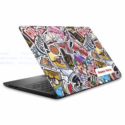 Cartoon Art Custom Name Laptop Skin