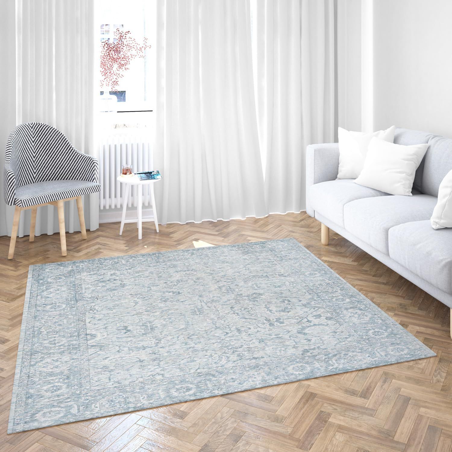Neu Looms Handmade Viscose Wool Anti-Skid Rug for Bedroom, Living Room, Nursery, Dorm, Playroom & Reading Area
