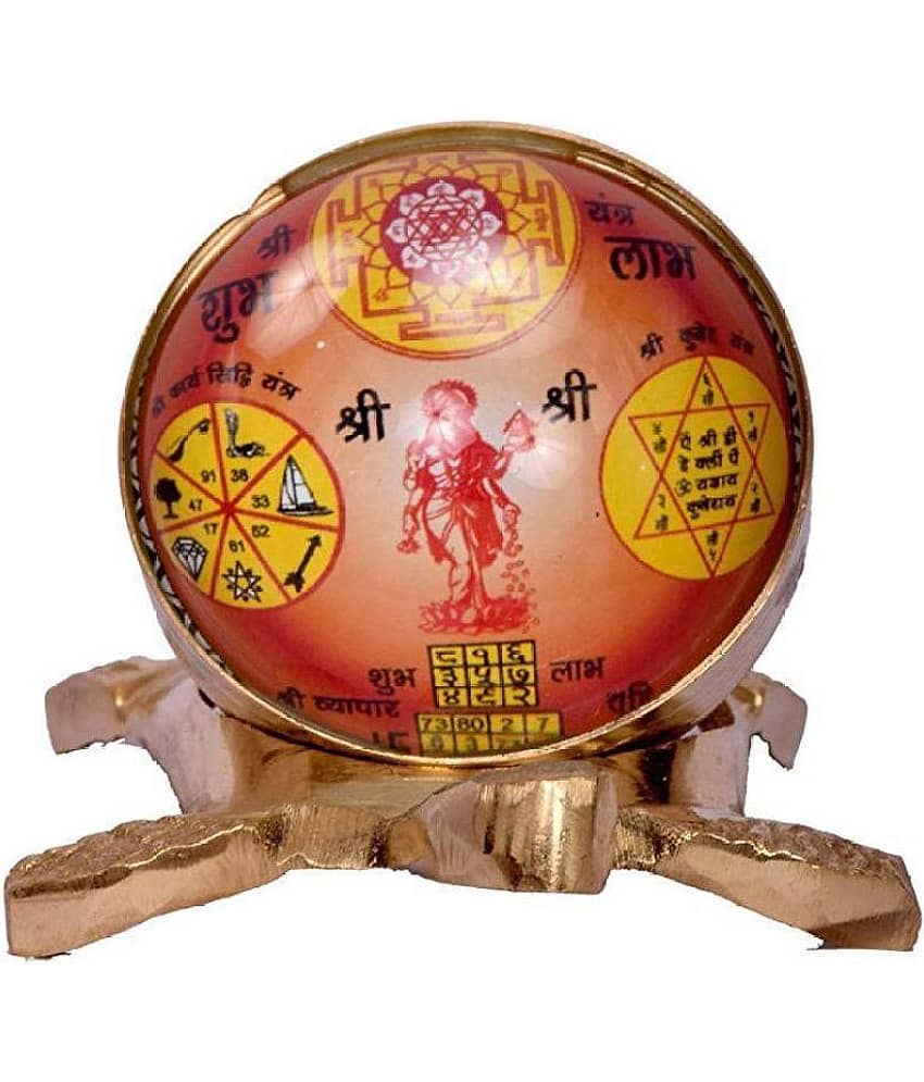 Rudra Divine Brass Golden Metal Vaastu / Fengshui Kachuaa / Tortoise / Turtle for Good Luck with Inbuilt Shriyantra, Shri Kuberyantra, Shri Sarv Karya Siddhi Yantra, and Shri Vyapar Vridhi Yantra with Goddess Lakshmi /Home / Office  Size 8.5 x 6 cm |