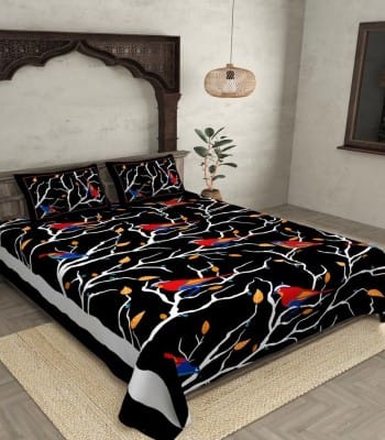 Soft Cotton 180 TC Sparrow Symphony Double Bedsheet