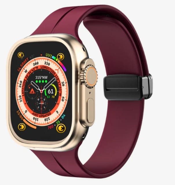 Delhi - Soft Steel Magnetic Buckle Apple Watch Strap - Wine Red 49 MM