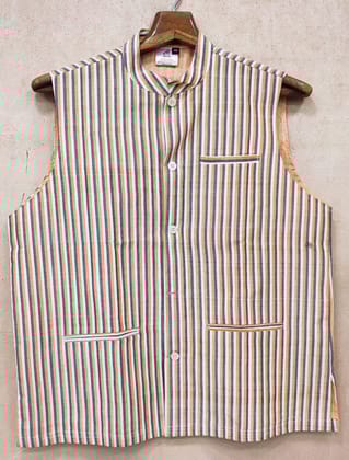 SAMBALPURI COTTON STRIP WAIST COAT