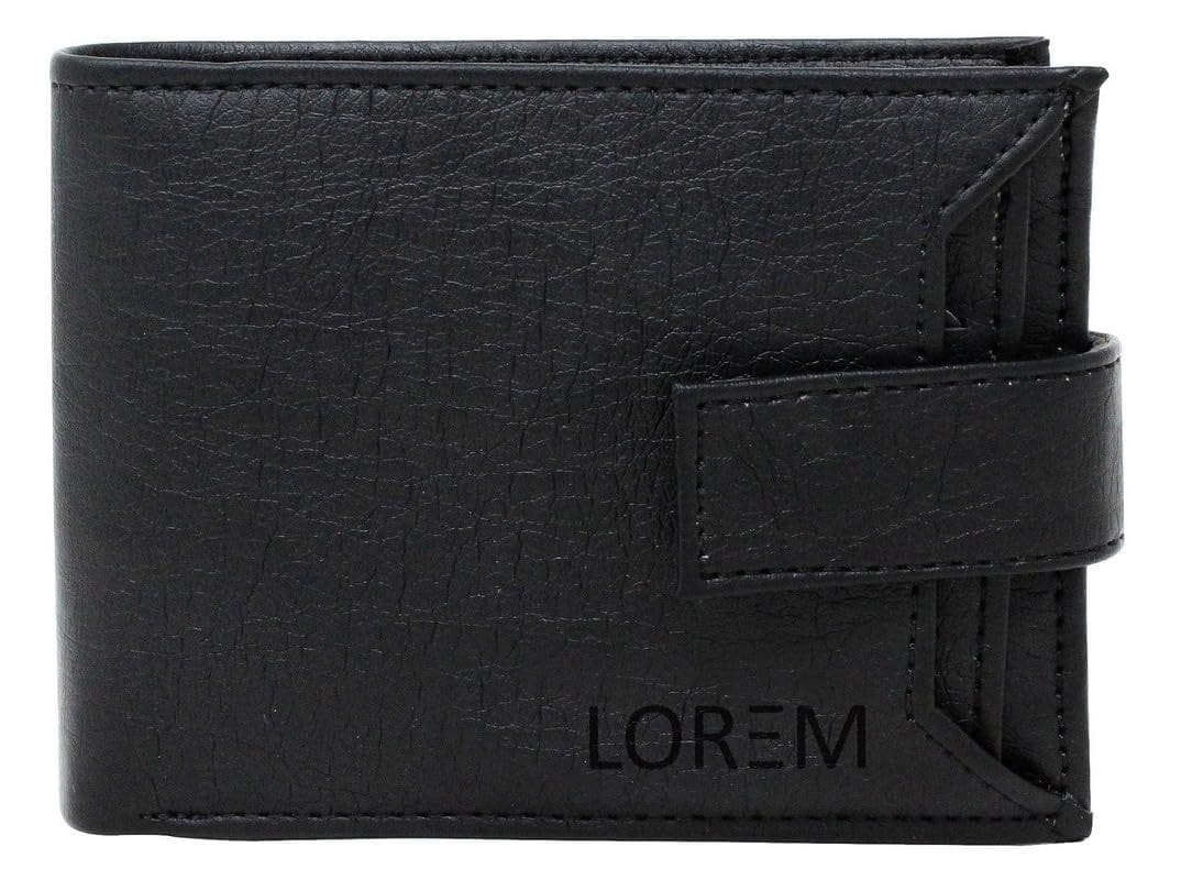 LOREM Removable Card Holder Bi-Fold Faux Leather 7 ATM Card Slots Wallet for Men-UF