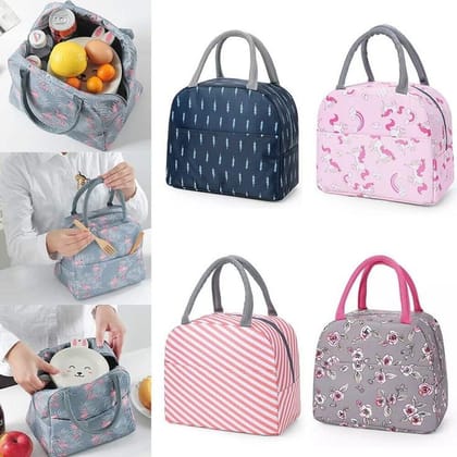 Insulated Travel Lunch/Tiffin/Storage Bag for Office, College & School Polyester, Regular Size | Tiffin Bag | Lunch Bag (MULTICOLOUR & DESIGN) (Any Random Colour & Design)