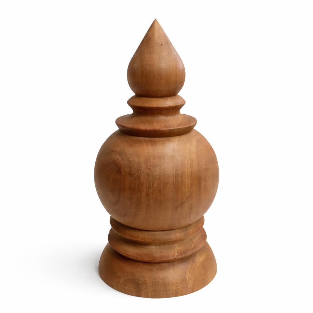 Unpolished Wooden Temple Kalash for Top – 3 Inch Width × 6 Inch Height – Big Size – Handcrafted Pooja Mandir Kalash for Home – Mandir Kalash Top – कलश