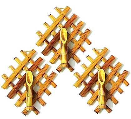 Bamboo Wooden Wall Hanging Flower Vases | Trapezoid 3D Shape | Pack of 3 Bamboo Wooden Wall Hanging Flower Vases | Trapezoid 3D Shape | Pack of 3