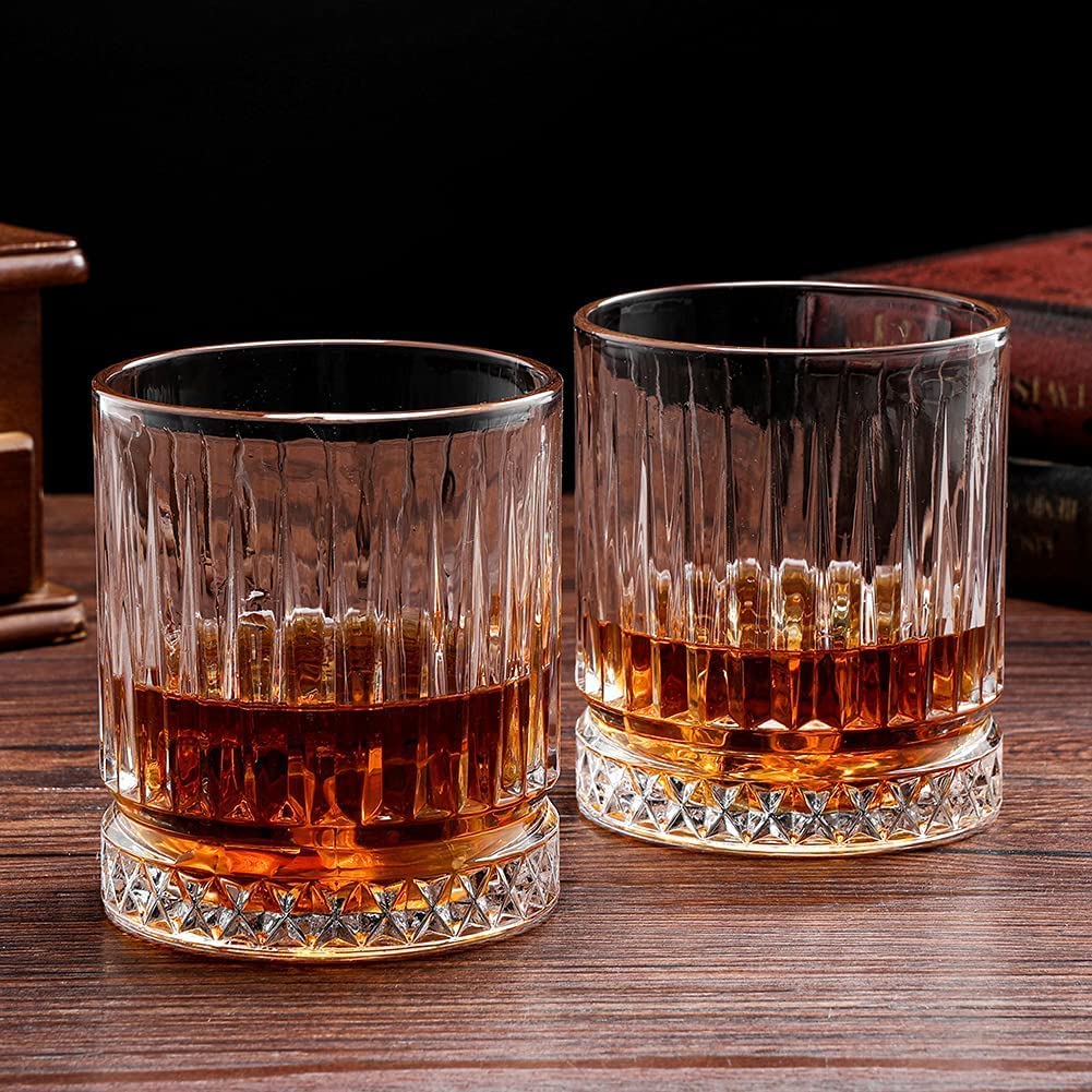 Crystal Whiskey Glass Bar Glass for Drinking Bourbon, Whisky, Scotch, Cocktails, Cognac- Old Fashioned Cocktail Tumblers(310ML; Set of 2)