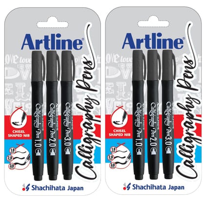 Ergoline Calligraphy Set Of 3 Black X 2 | For Lettering and Decoration | Water Based Ink