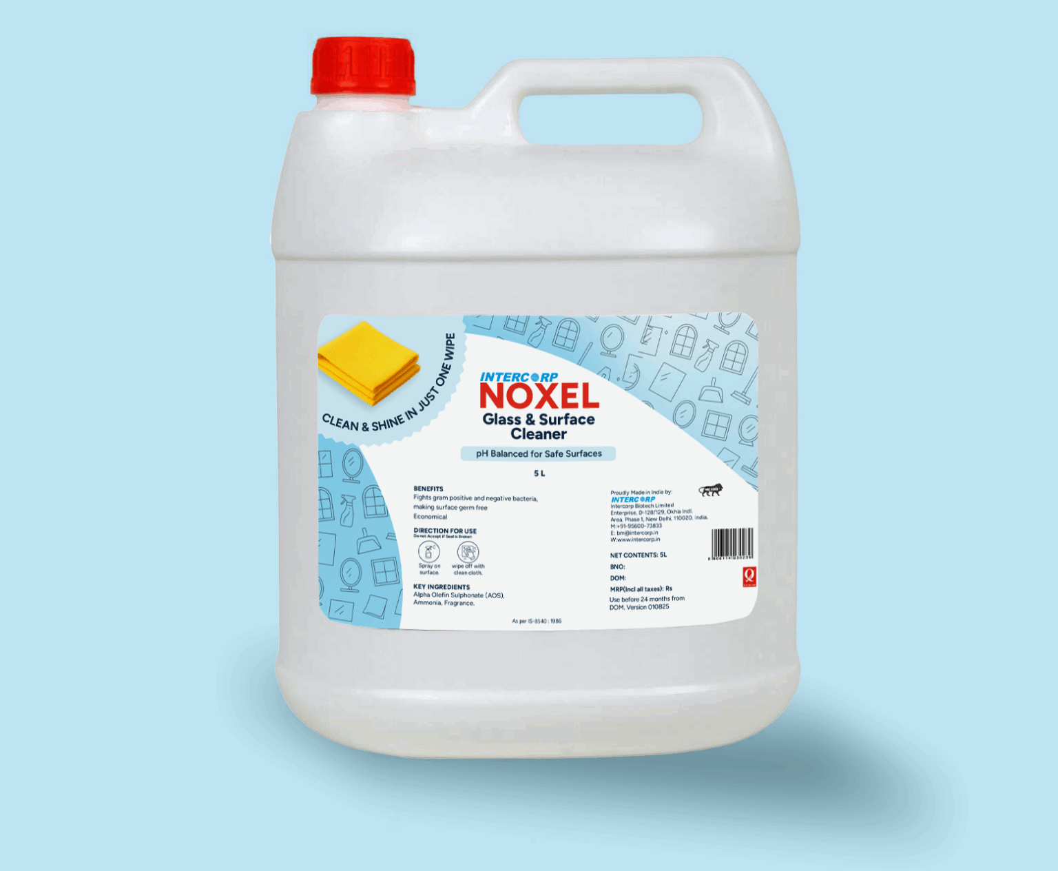 INTERCORP NOXEL Glass & Surface Cleaner Sprayer, 5 Liter Jumbo Saver Pack