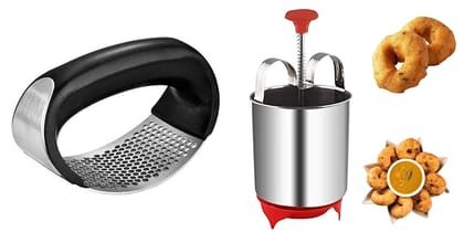 Perfectly Shaped and Crispy Mendu Vada Maker Machine Medu Vada and Donut Maker Stainless Steel for HomemadeStainless Steel Garlic Presser |Garlic Press Crusher andGinger Presser for Kitchen(Combo) Garlic Presser & Medu Vada Perfectly Shaped and Crispy Mendu Vada Maker Machine Medu Vada and Donut Maker Stainless Steel for HomemadeStainless Steel Garlic Presser |Garlic Press Crusher andGinger Presser for Kitchen(Combo) Garlic Presser & Medu Vada