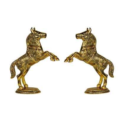 DreamKraft White Metal Jumping Horse Set Statue Animal Showpiece - Pair of 2 (Golden - 24.5 x 10 x 25 cm) DreamKraft White Metal Jumping Horse Set Statue Animal Showpiece - Pair of 2 (Golden - 24.5 x 10 x 25 cm)