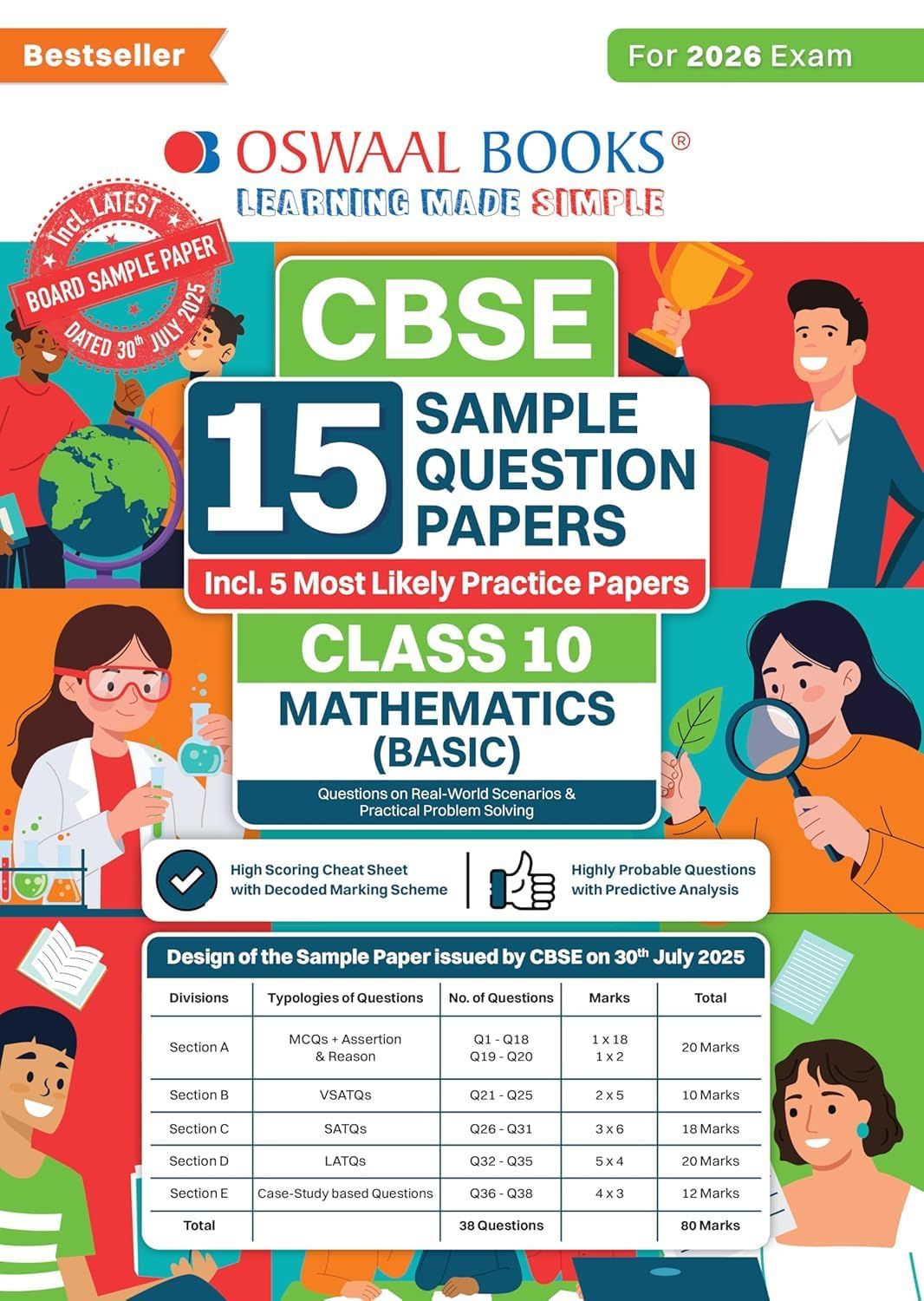 Oswaal CBSE 15 Sample Question Papers Class 10th Mathematics Basic for 2026 Board Exam (As per CBSE Sample Question Paper issued)-oswalspmath10basic [Paperback] Oswaal