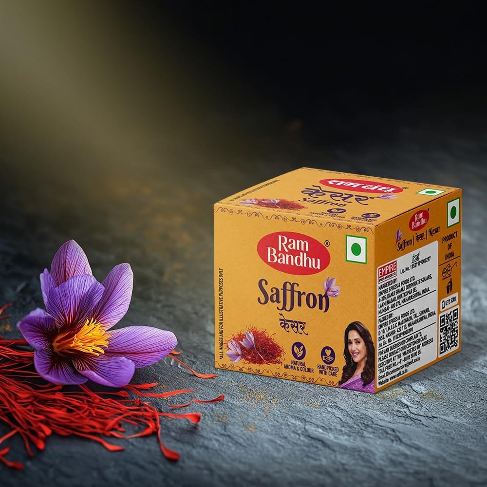 Ram Bandhu Saffron Kesar | 0.5g X Pack of 1 | Natural Aroma and Colour | Handpicked Premium Quality Strands