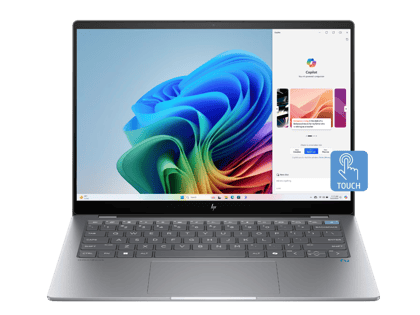 HP Omnibook X Laptop 35.6 cm (14) Next Gen AI PC, Qualcomm® Snapdragon™ processor, 16 GB LPDDR5x-8448 RAM, 1 TB SSD Hard Drive, Silver, 14-fe0121QU