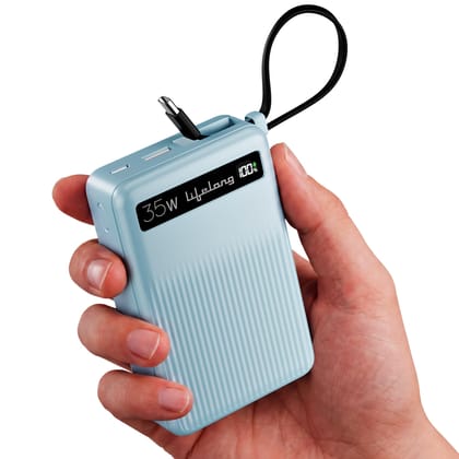 Lifelong Electronics 20000mAH 35W Fast Charging Small Pocket Size Power Bank | Built-in 35W (1.5X Faster) Type-C Cable & Port | Flight Friendly | USB-A (30 W) Output Powerbank for iPhone, Android, Mac Lifelong Electronics 20000mAH 35W Fast Charging Small