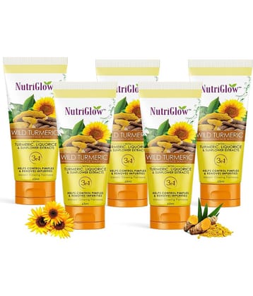 NutriGlow Wild Turmeric Face Wash Turmeric With Liquorice & Sunflower Extracts For Glowing Skin, Improve your Skin Texture, 65ml, Pack of 3