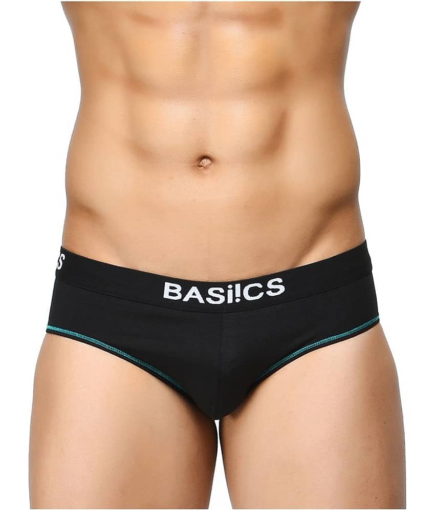 BASIICS By La Intimo Pack of 1 Cotton Blend Briefs For Men's ( Black )