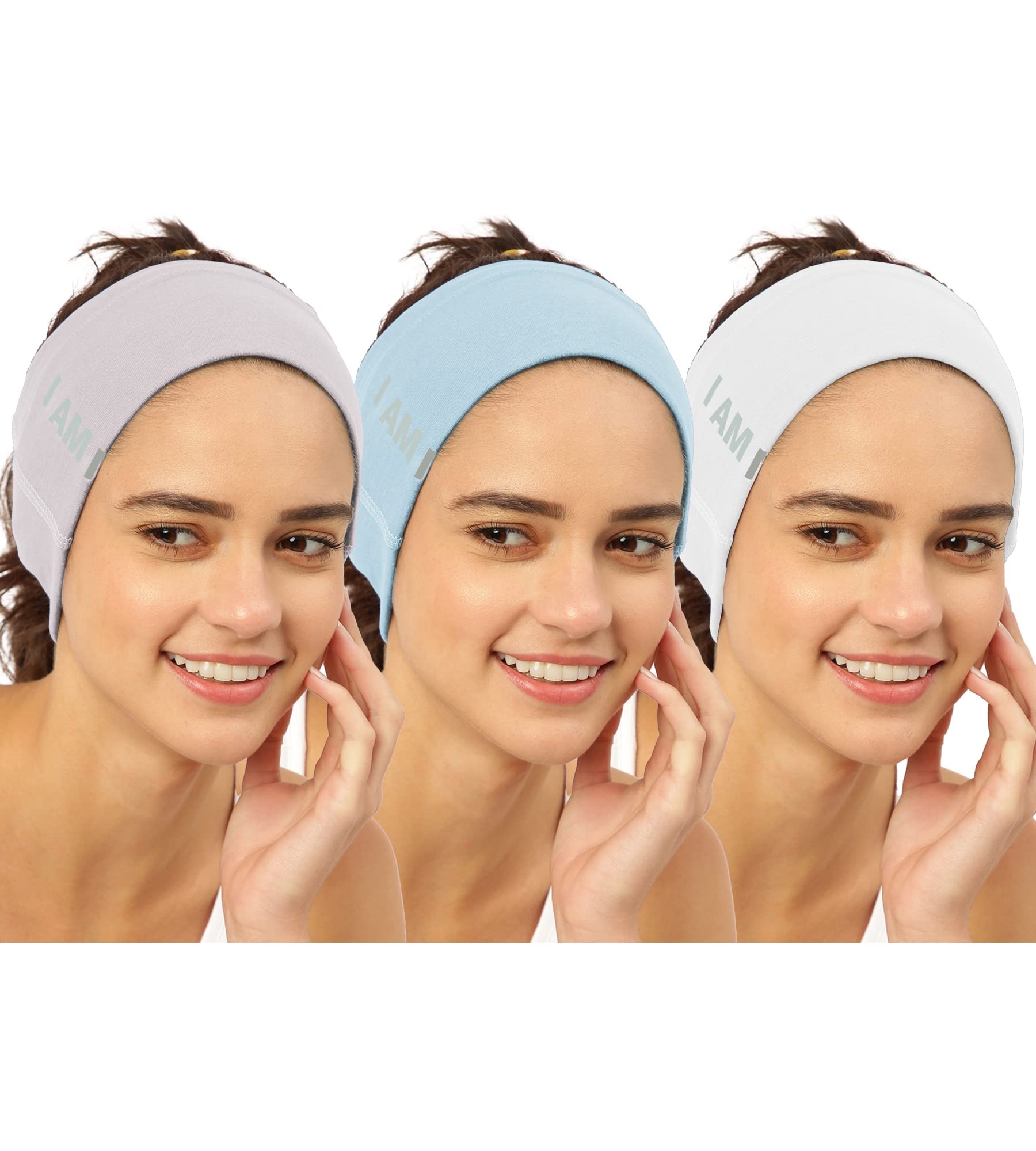 FREECULTR Unisex Bamboo Bandana, Anti Microbial Super Soft & Comfort Fit, Breathable Multipurpose Headband, Face Mask for Dust Protection and Sun - Size Printed Pack of 3-Sand, Chalk Blue, White