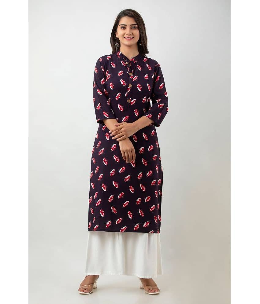 MAUKA - Blue Straight Rayon Women's Stitched Salwar Suit ( Pack of 1 )