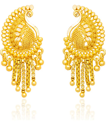 LUV FASHION Golden Stud Earrings ( Pack of 1 )