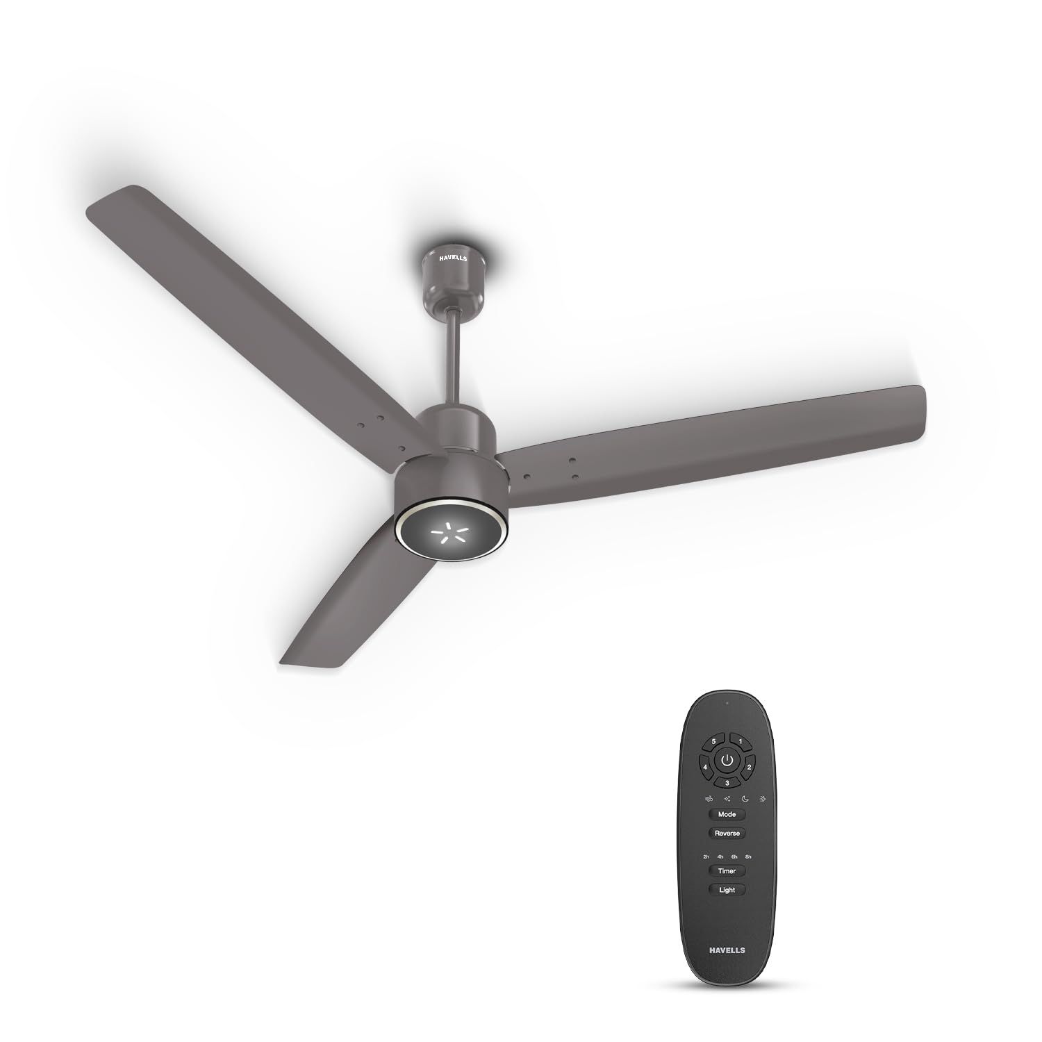 Havells FAB BLDC ULED Ceiling Fan 1200mm, 5 star, LED Speed Indicator, 380 RPM, Up to 65% Savings,Reverse Rotation,4 Speed Modes,Low Wattage 30W, Low Noise,Air Flow:225 CMM, 3 Year Warranty - Stone Grey