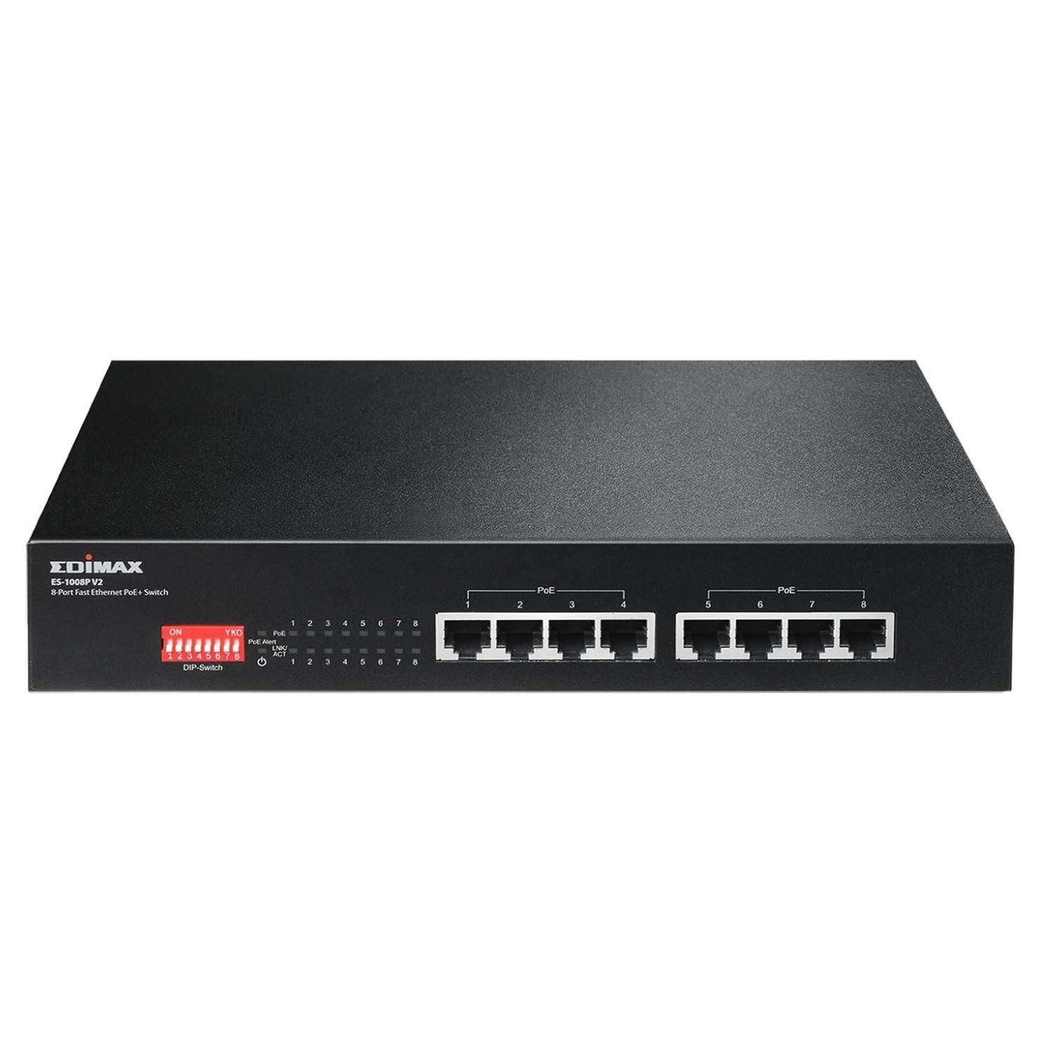 Edimax ES-1008P V2 Long Range 8-Port Fast Ethernet PoE+ Switch with DIP Switch