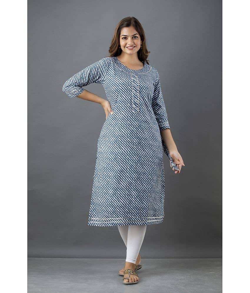 Lee Moda - Grey Cotton Women's Straight Kurti ( Pack of 1 )