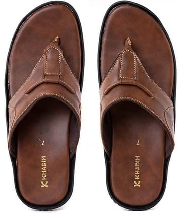 KHADIM Brown Men's Leather Slipper