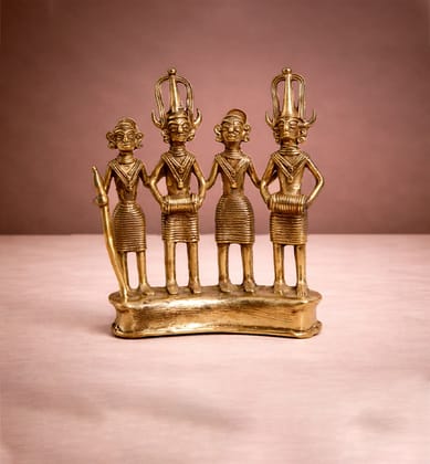 Handcrafted Brass Tribal Musician Ensemble showpiece Handcrafted Brass Tribal Musician Ensemble showpiece