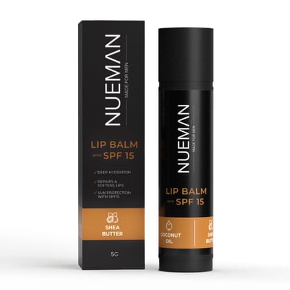 NUEMAN Lip Balm with SPF 15 | For Men | With Sunflower Oil, Shea Butter, Coconut & Cocoa Butter | Repairs Dark, Dry, Chapped Lips | Non-Sticky Texture | Dermat-Tested & Made in India NUEMAN Lip Balm with SPF 15 | For Men | With Sunflower Oil, Shea Butter, Coconut & Cocoa Butter | Repairs Dark, Dry, Chapped Lips | Non-Sticky Texture | Dermat-Tested & Made in India