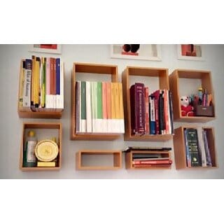 Onlinecraft Wooden Wall Shelf (Number Of Shelves - 8, Brown)